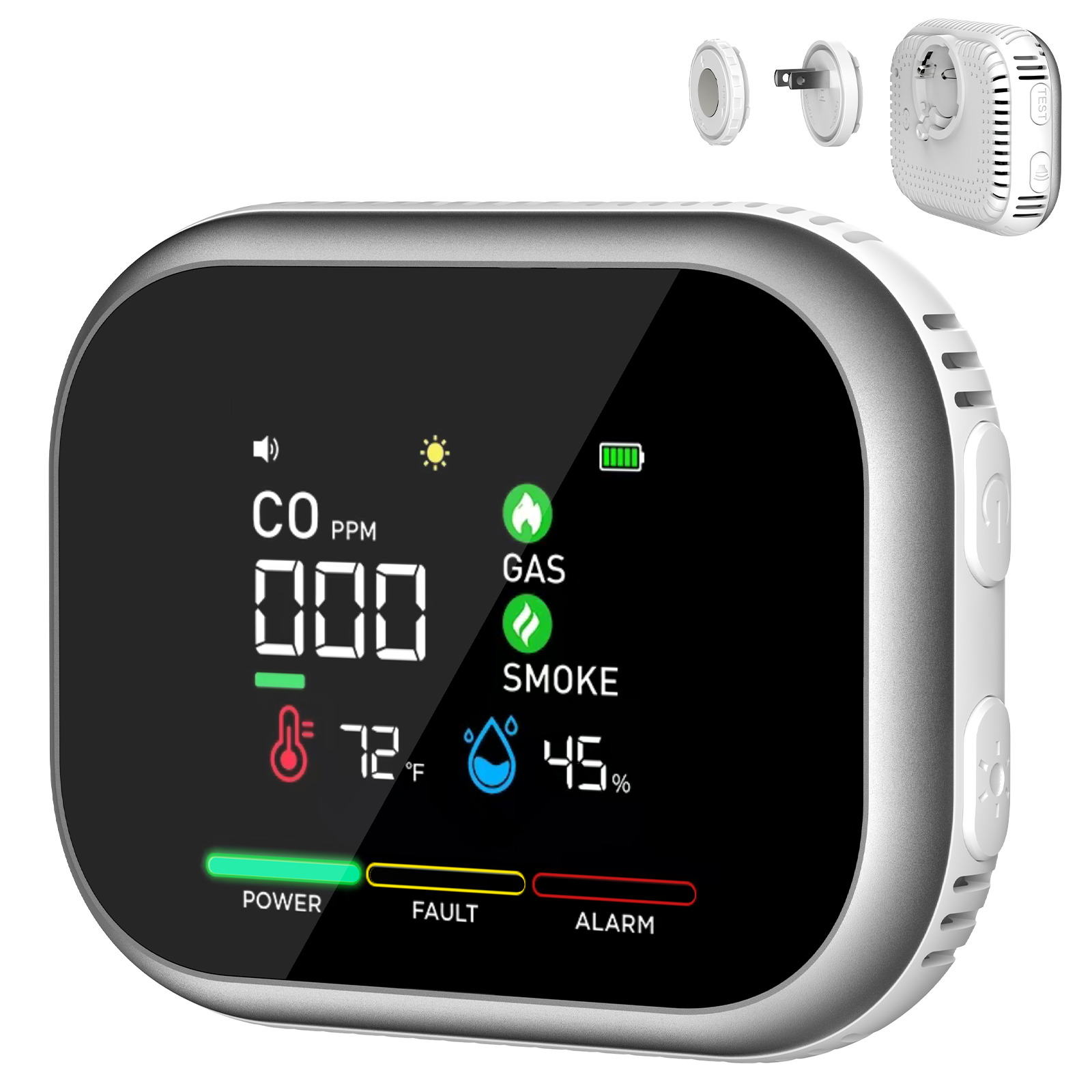 6 in 1 Carbon Monoxide Detectors Plug in 3pack for Home- Portable Gas & Smoke Alarm with Magnetic Mount for RV, Home & Camping - Digital Display, Battery Backup, Combustible Gas Leak Detection​-vasaiko shop