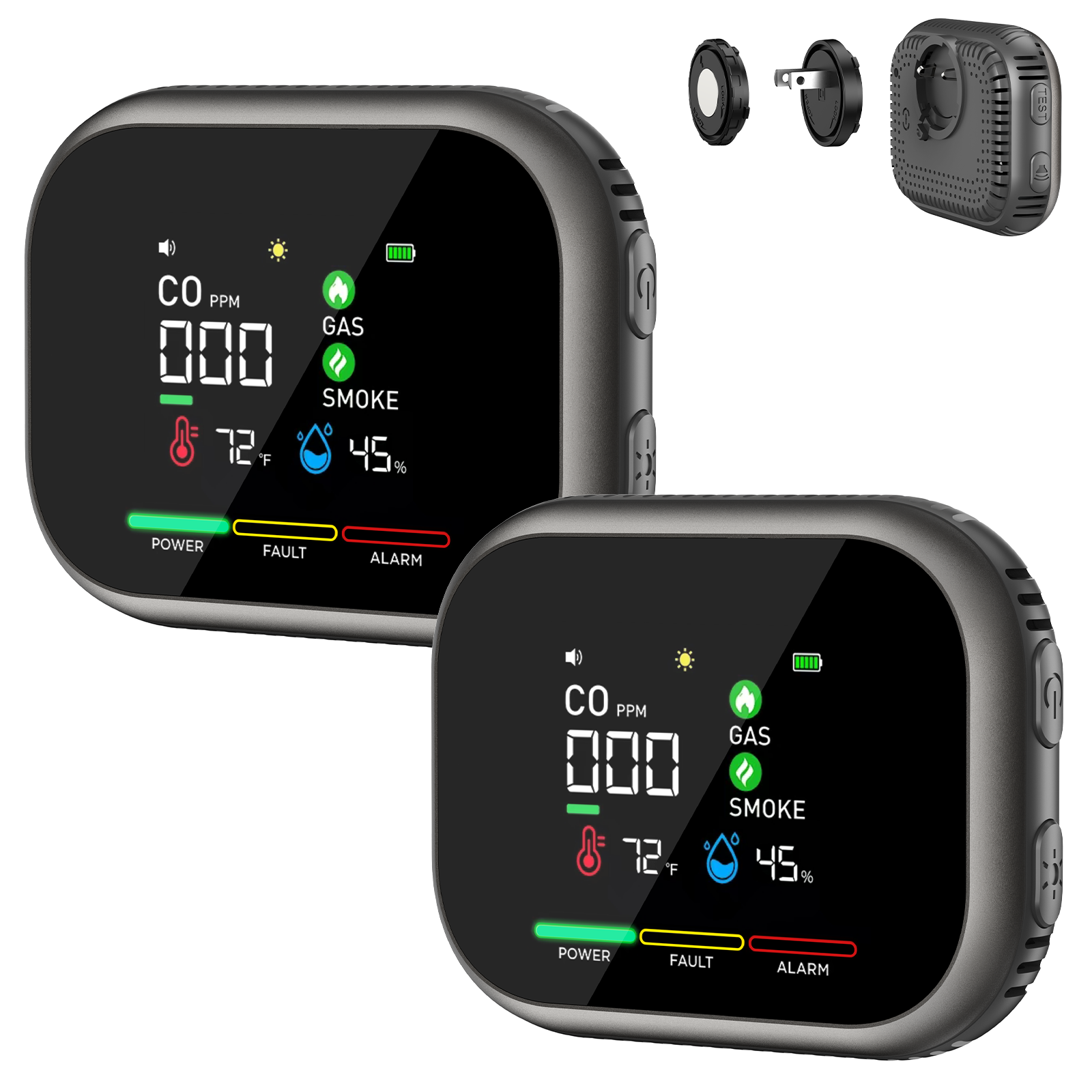 6 in 1 Carbon Monoxide Detectors Plug in 3pack for Home- Portable Gas & Smoke Alarm with Magnetic Mount for RV, Home & Camping - Digital Display, Battery Backup, Combustible Gas Leak Detection​-vasaiko shop