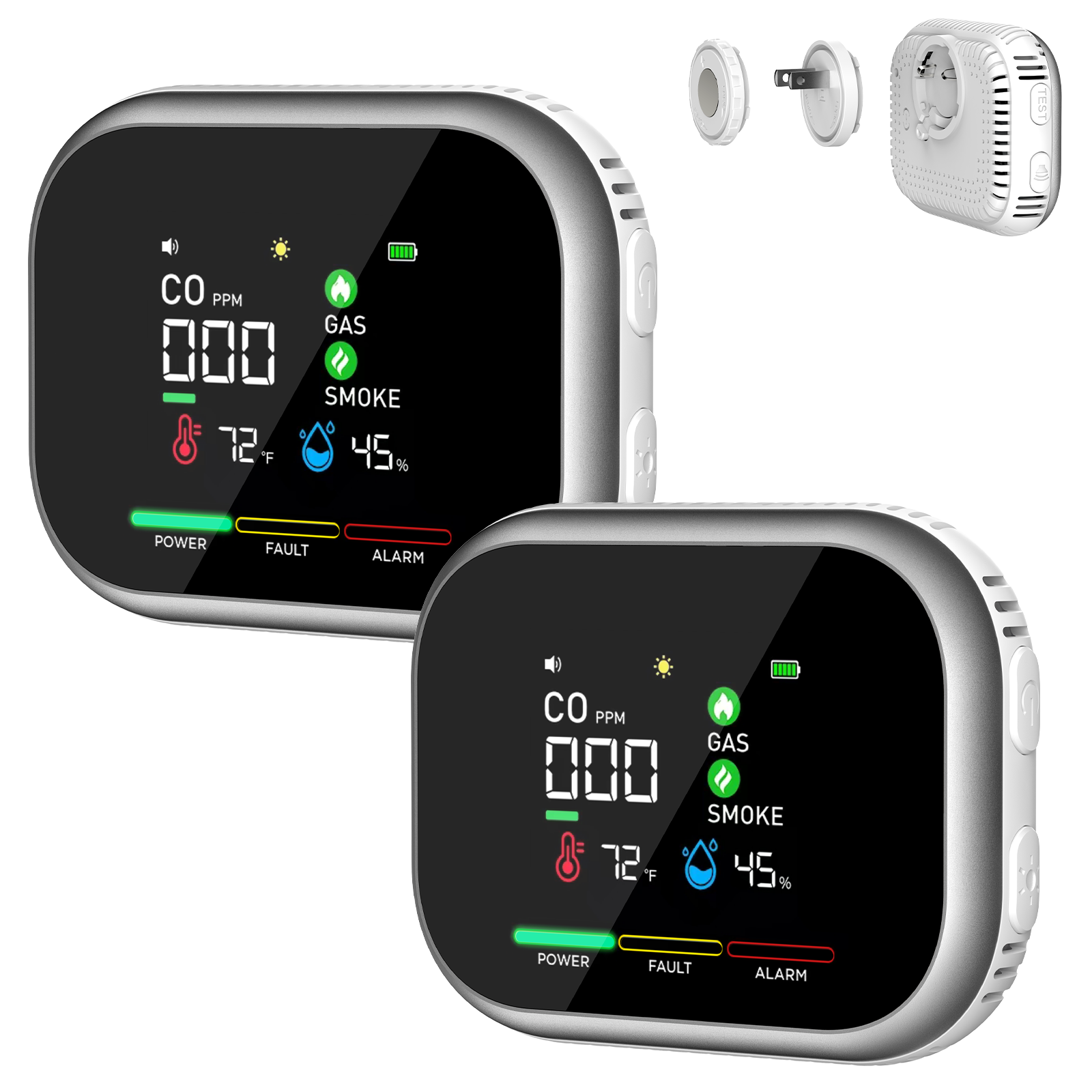 6 in 1 Carbon Monoxide Detectors Plug in 3pack for Home- Portable Gas & Smoke Alarm with Magnetic Mount for RV, Home & Camping - Digital Display, Battery Backup, Combustible Gas Leak Detection​-vasaiko shop