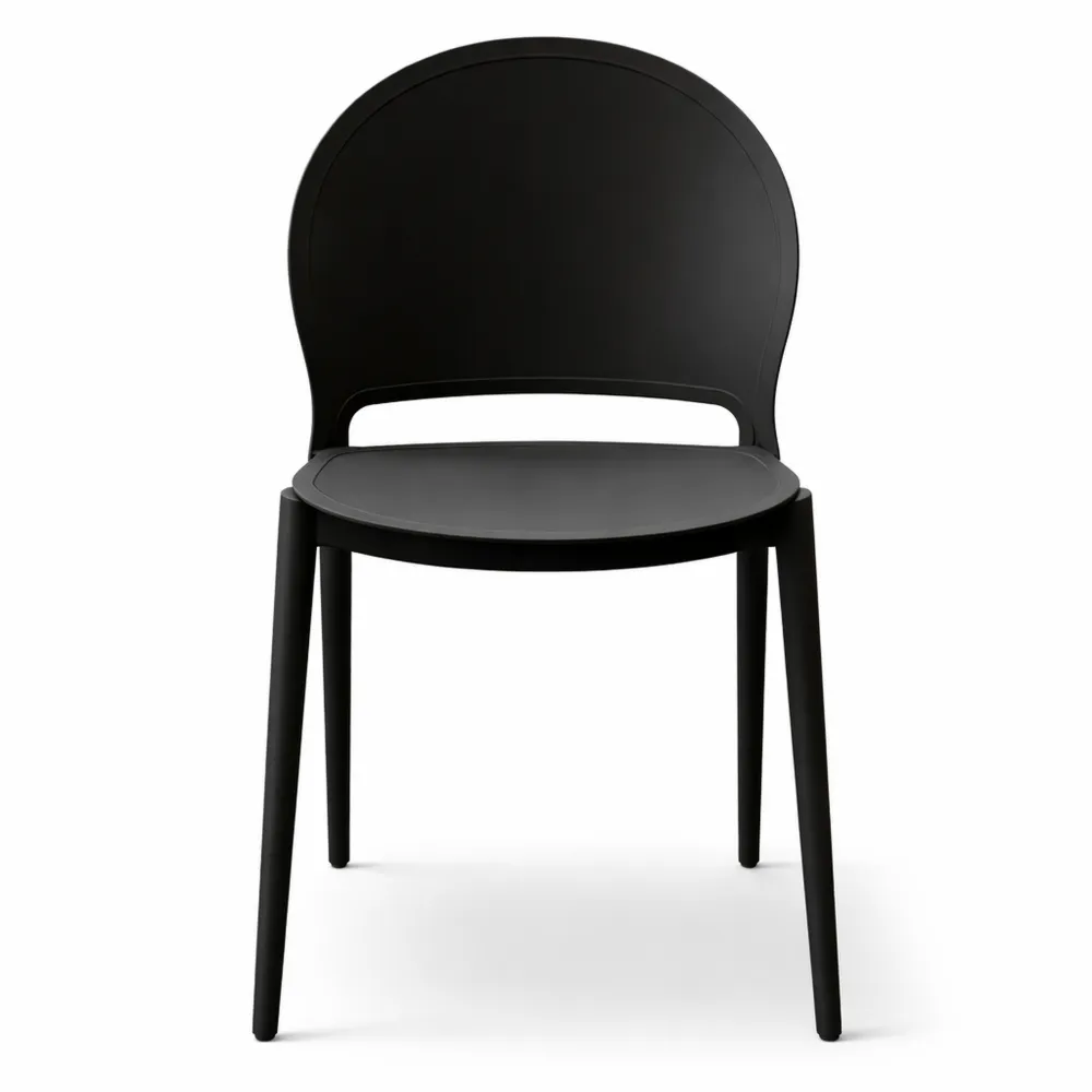Set di 4 Sedie Impilabili in Polipropilene per Interni ed Esterni, Nero