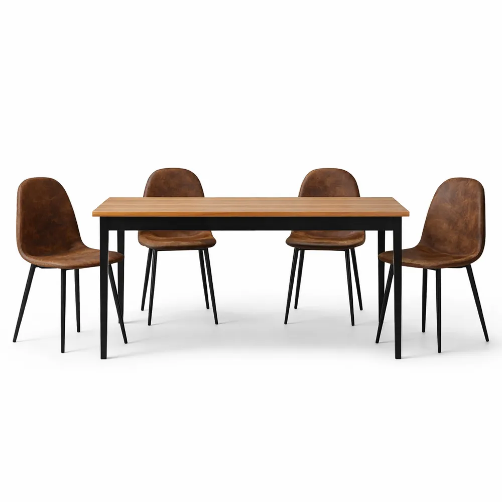 Set di sedie da pranzo in velluto sintetico marrone, imbottite e moderne