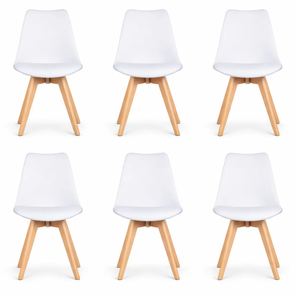 Set di Sedie Imbottite da Pranzo con Gambe in Legno di Faggio