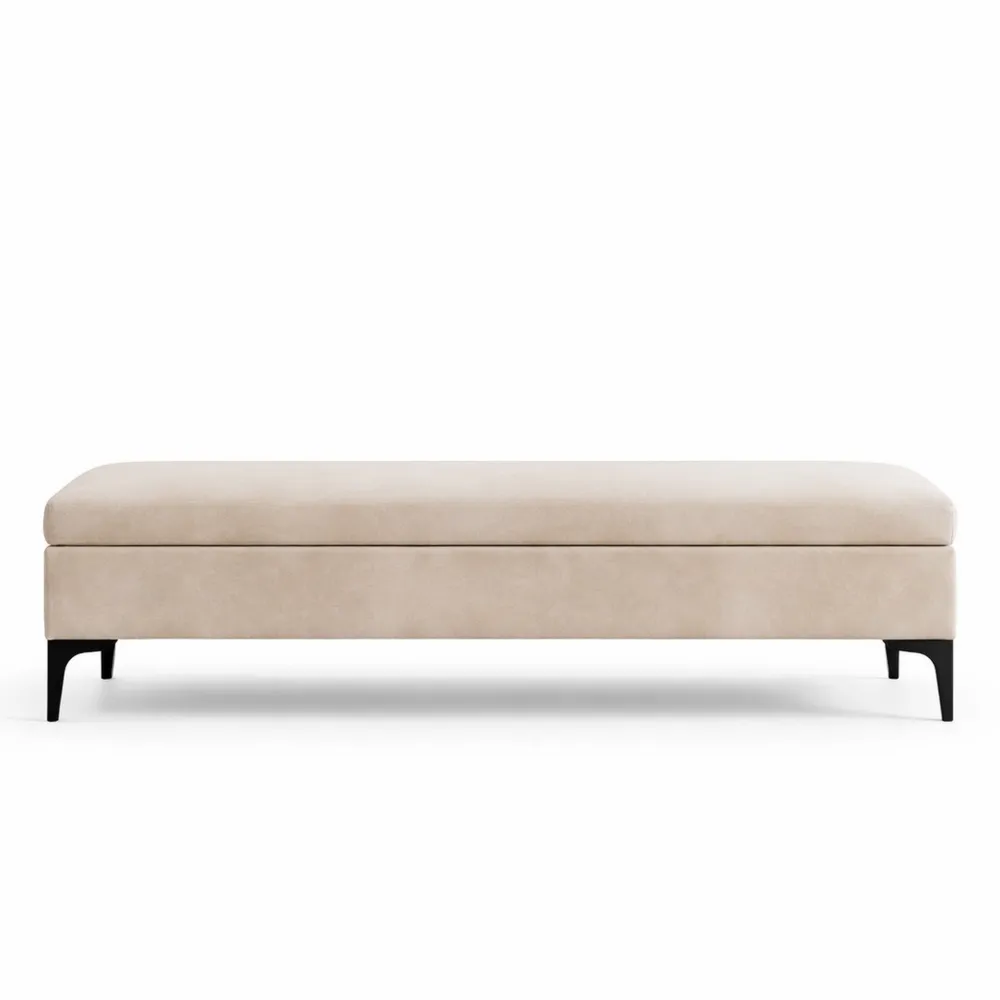 Panca Contenitore Imbottita per Camera da Letto con Gambe in Metallo