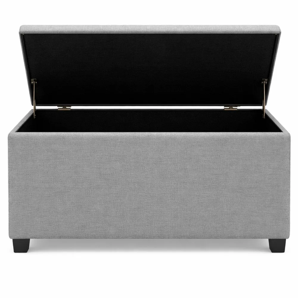 Panca da ingresso imbottita con contenitore per camera e corridoio, Grigio Chiaro