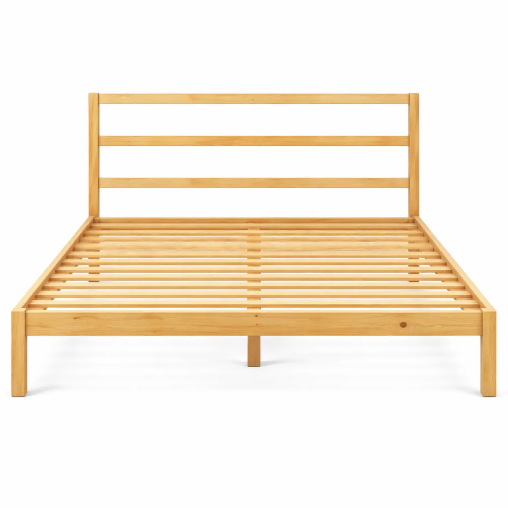 Letto Matrimoniale in Legno di Pino con Testiera 140x200 cm