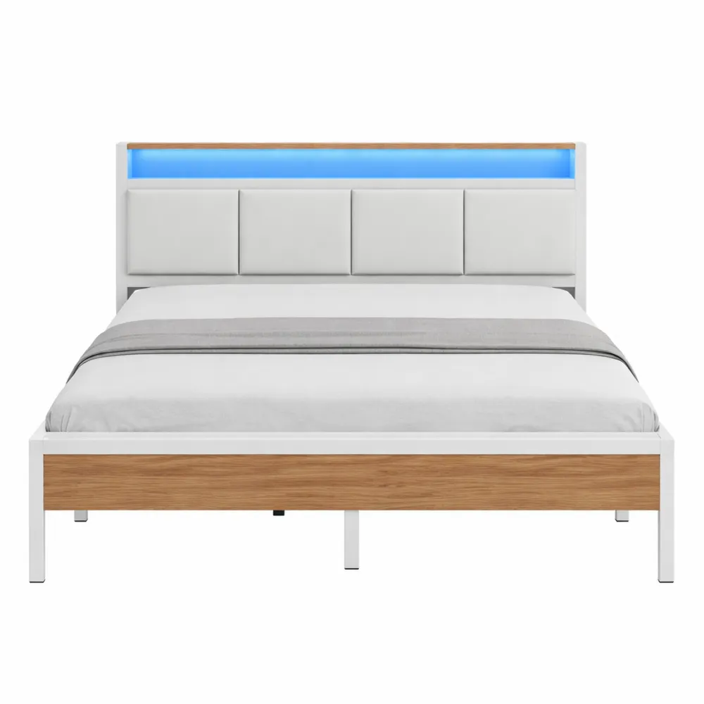 Letto Imbottito 140x200 con LED e Base di Ricarica