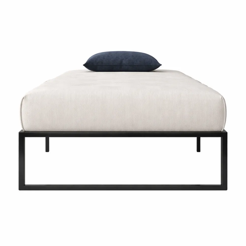 Letto Singolo in Metallo con Spazio Sotto, 100x200 cm, Altezza 36 cm, Nero