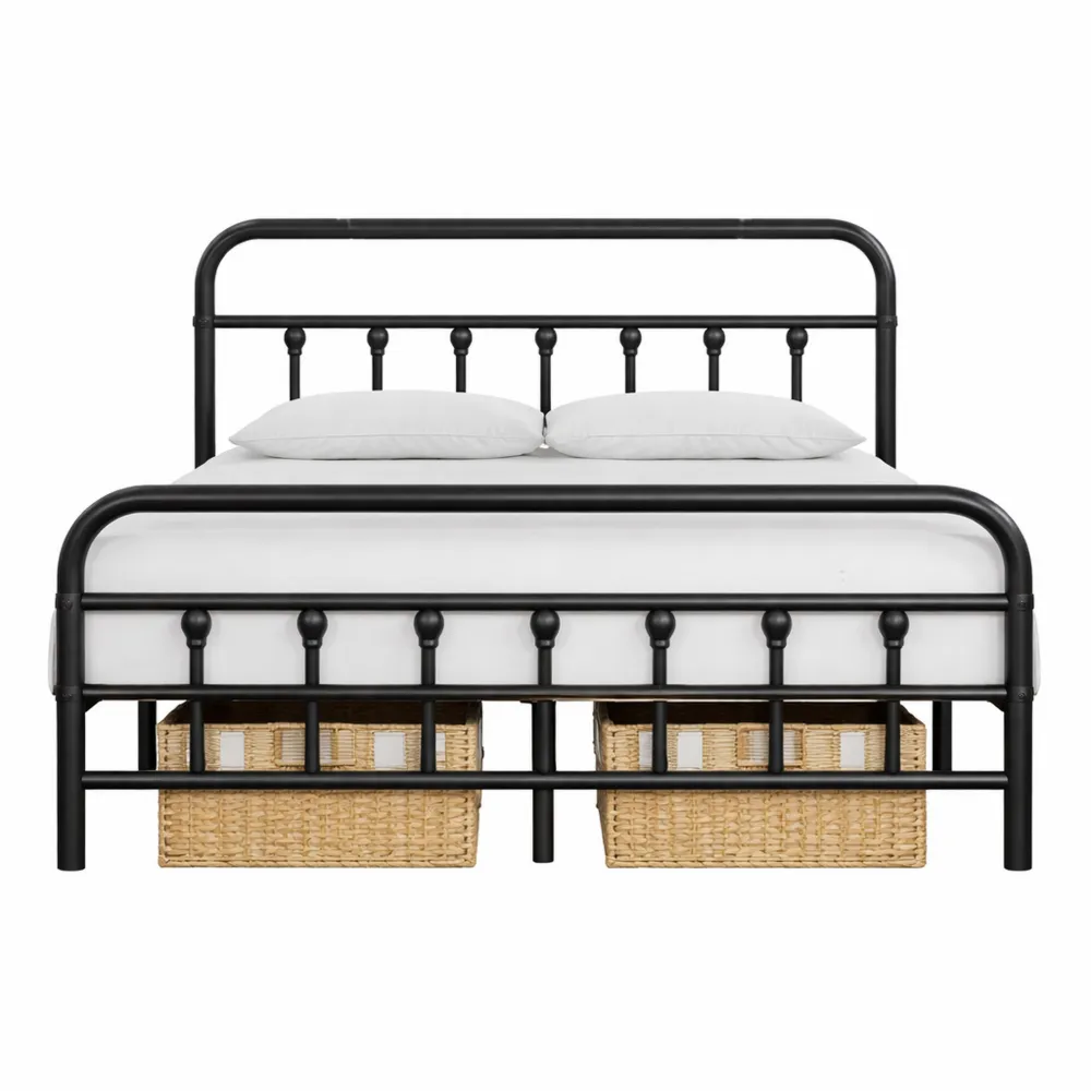 Struttura Letto Matrimoniale in Ferro 140 x 200 cm con Testiera Alta e Spazio Extra