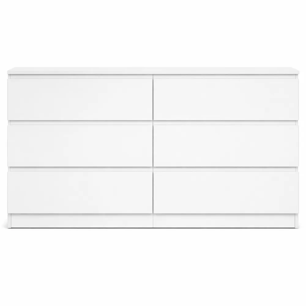 Cassettiera Moderna a 6 Cassetti per Camera o Corridoio, Larghezza 140 cm, Altezza 75 cm, Colore Bianco