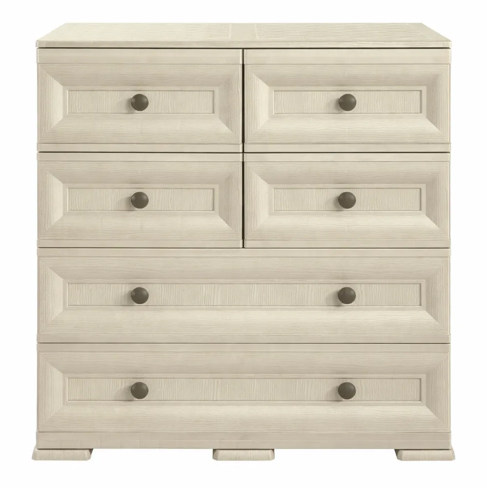 Cassettiera con Quattro Cassetti Piccoli e Due Grandi, Colore Angora, Dimensioni 79x47x85.5 cm
