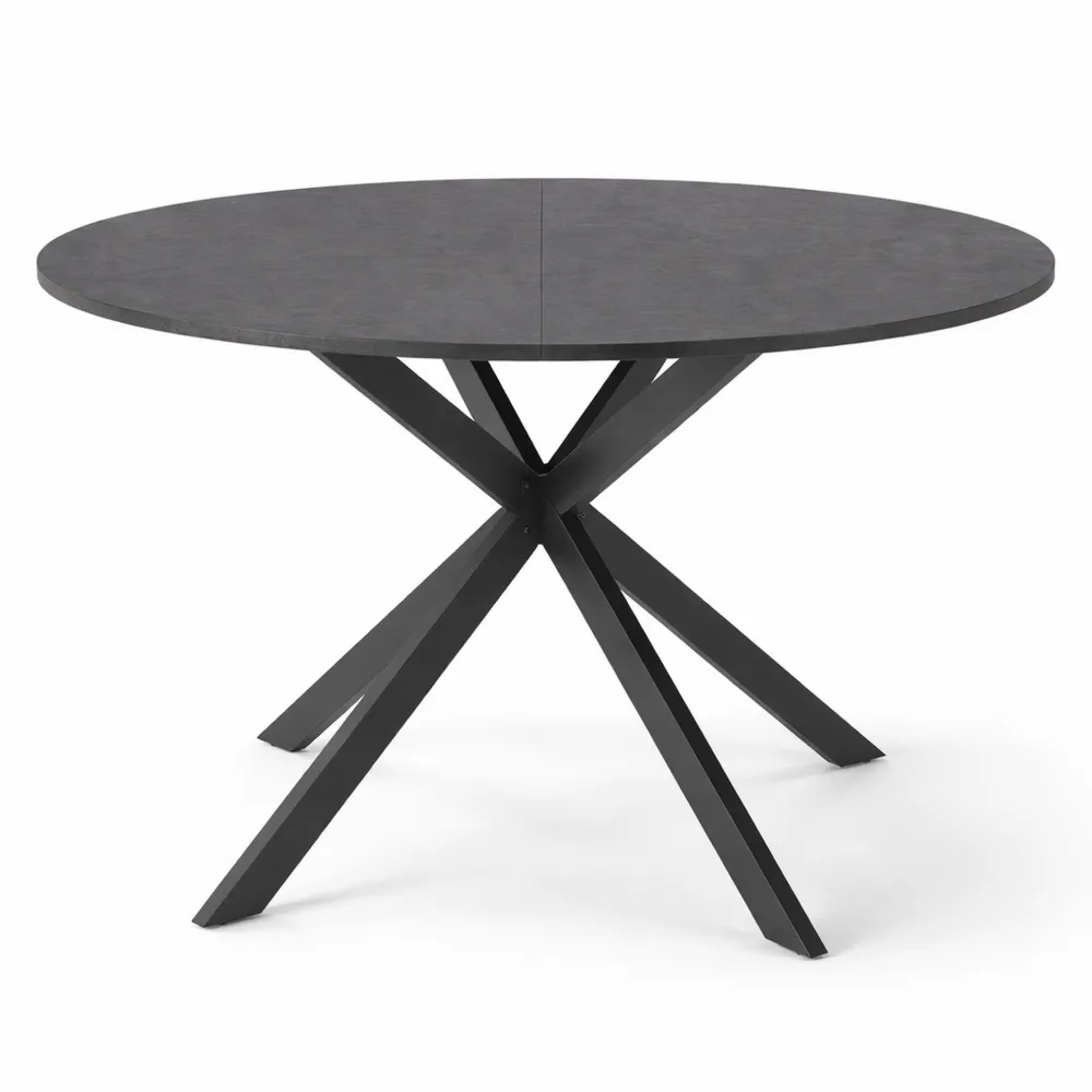 Tavolo rotondo da pranzo per 6 persone con piano effetto cemento