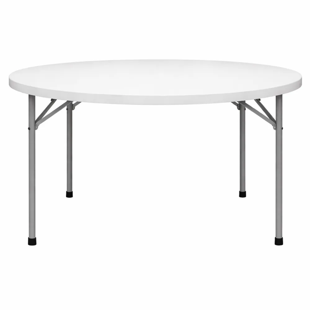 Tavolo rotondo in metallo e ABS bianco con gambe pieghevoli, diametro 150 cm