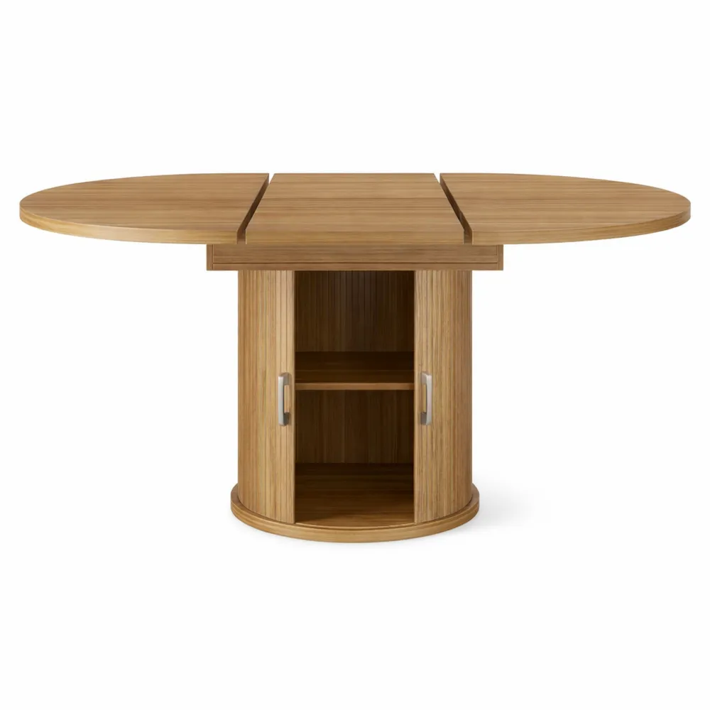 Tavolo da pranzo rotondo allungabile per 6 persone, 118-158 cm, noce