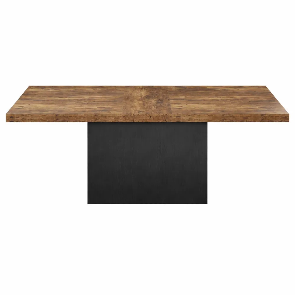 Tavolo da pranzo rettangolare in legno per 6-8 persone, design industriale con base nera