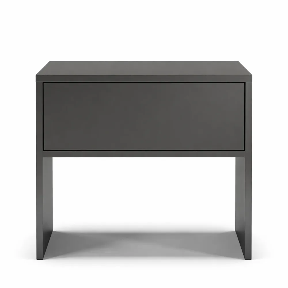 Comodino moderno con cassetto e guide a sfera, 50x45x35 cm, colore grafite