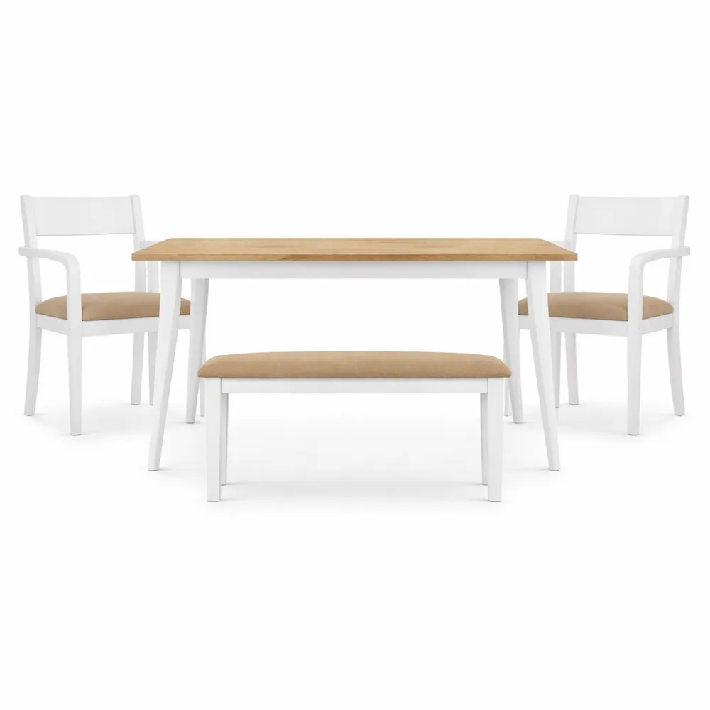 Panca Bianco in Legno Massello per Camera da Letto e Salotto