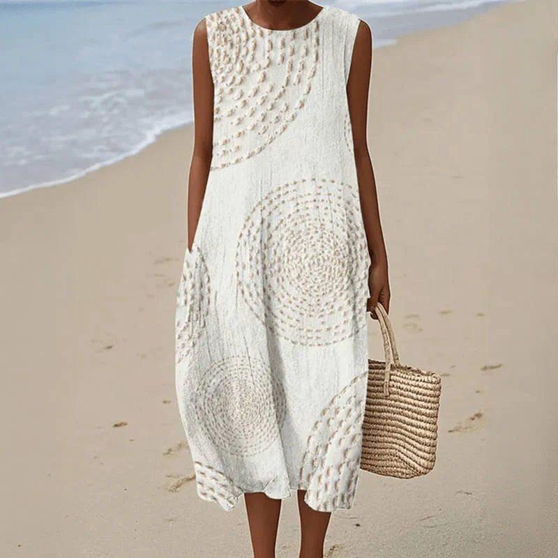 Women's Abstract Pattern Art Print Cotton Dress