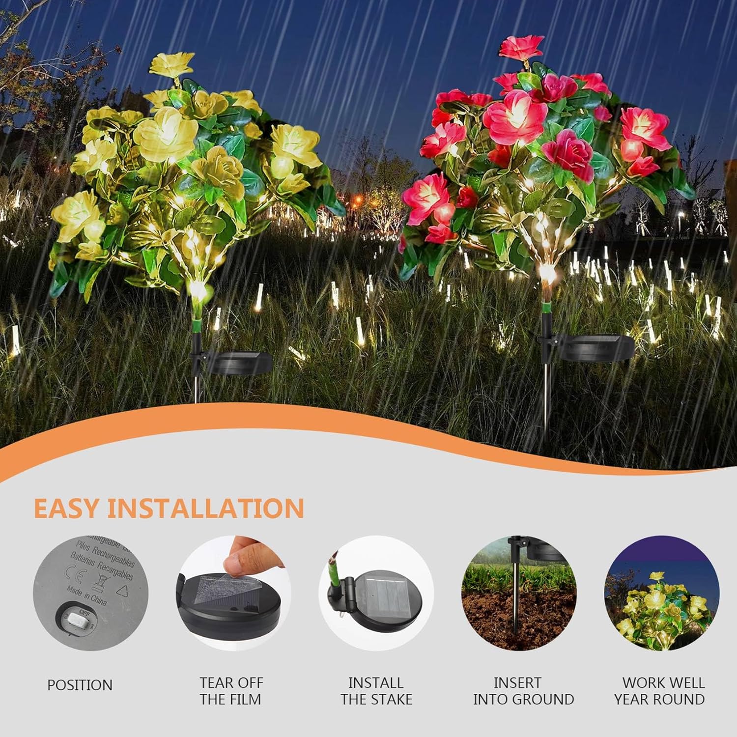 🔥Last Day 50% OFF-IP65 waterproof solar-powered simulated azalea lamp