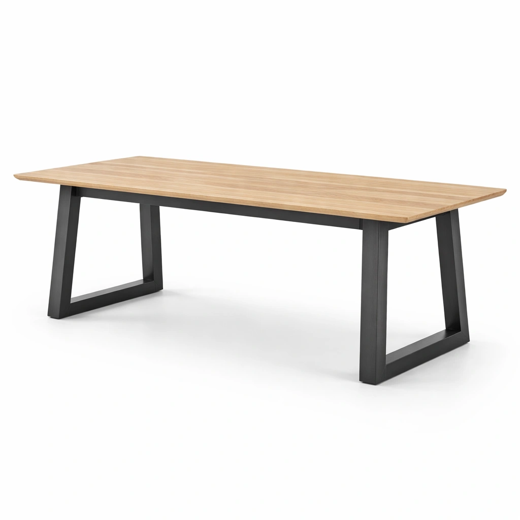 Mesa de comedor de roble y metal 200x90x75 cm-NESTSONA