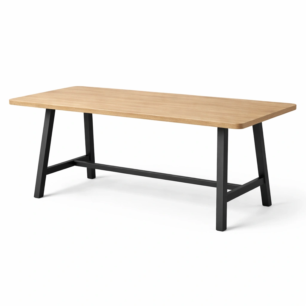 Mesa de comedor de madera y metal negro 200x90x75 cm-NESTSONA