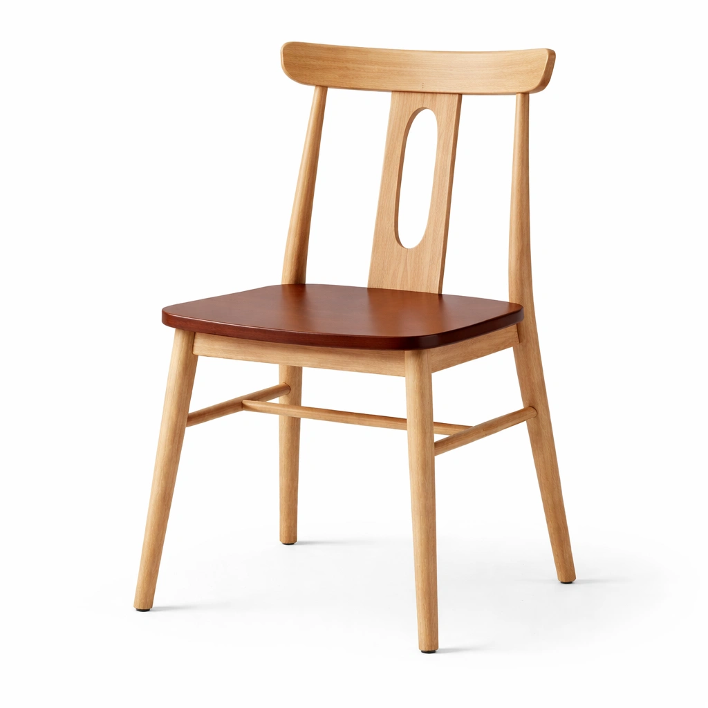 Silla de comedor de haya con asiento de teca-NESTSONA