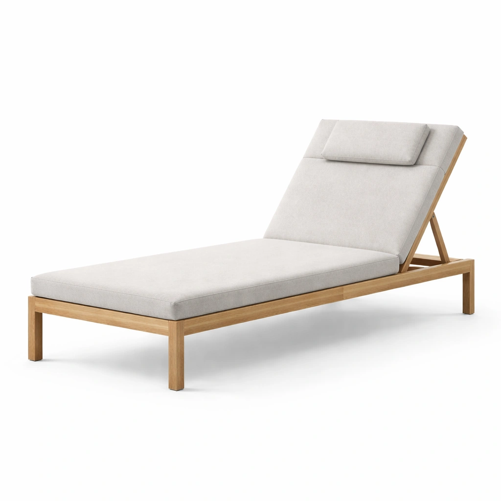 Tumbona de madera y poliester beige-NESTSONA