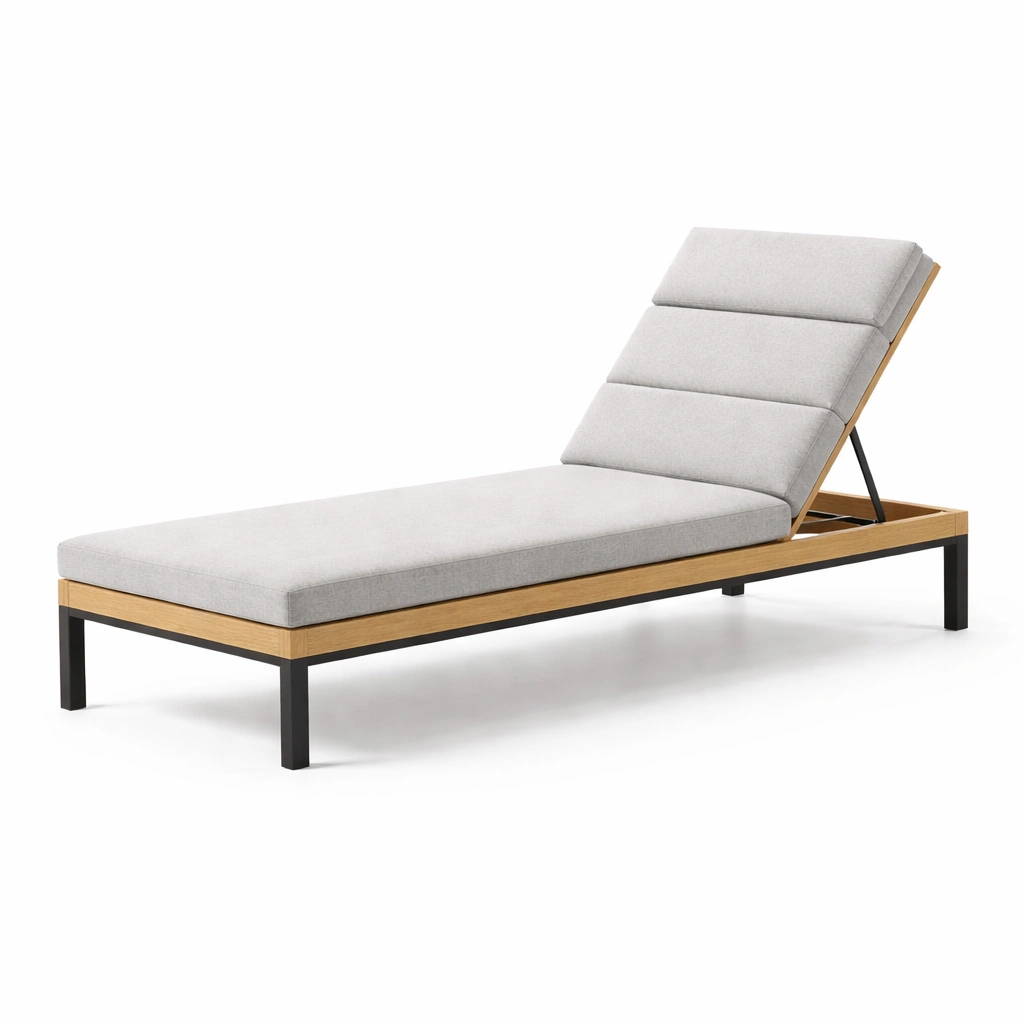 Tumbona ajustable de madera metal y poliester gris-NESTSONA