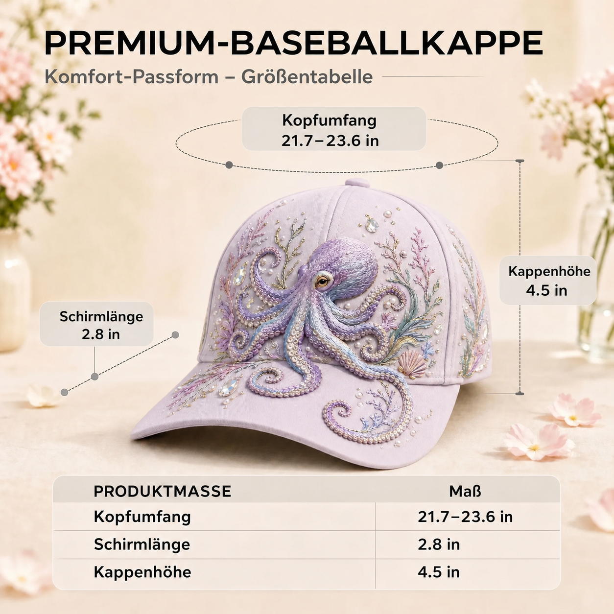 3D-Stickerei-Cap mit Meeresmotiv