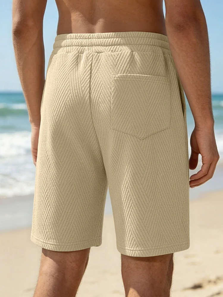 Herren-Freizeitshorts mit Chevron-Struktur, elastischem Bund und Kordelzug