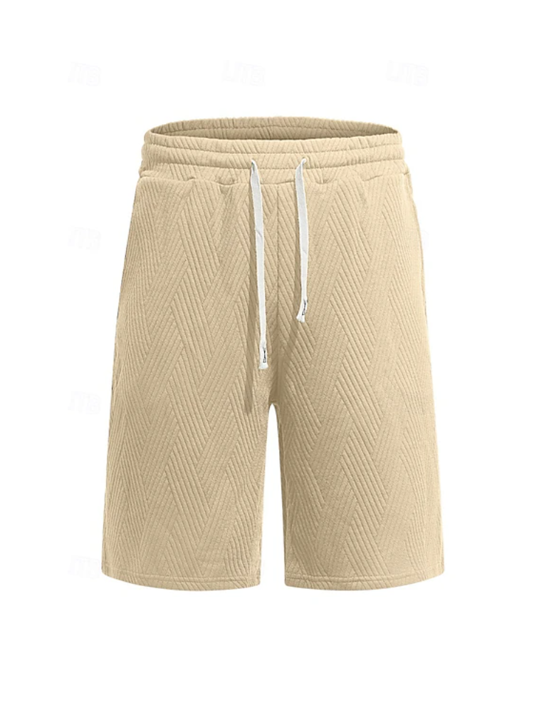 Herren-Freizeitshorts mit Chevron-Struktur, elastischem Bund und Kordelzug