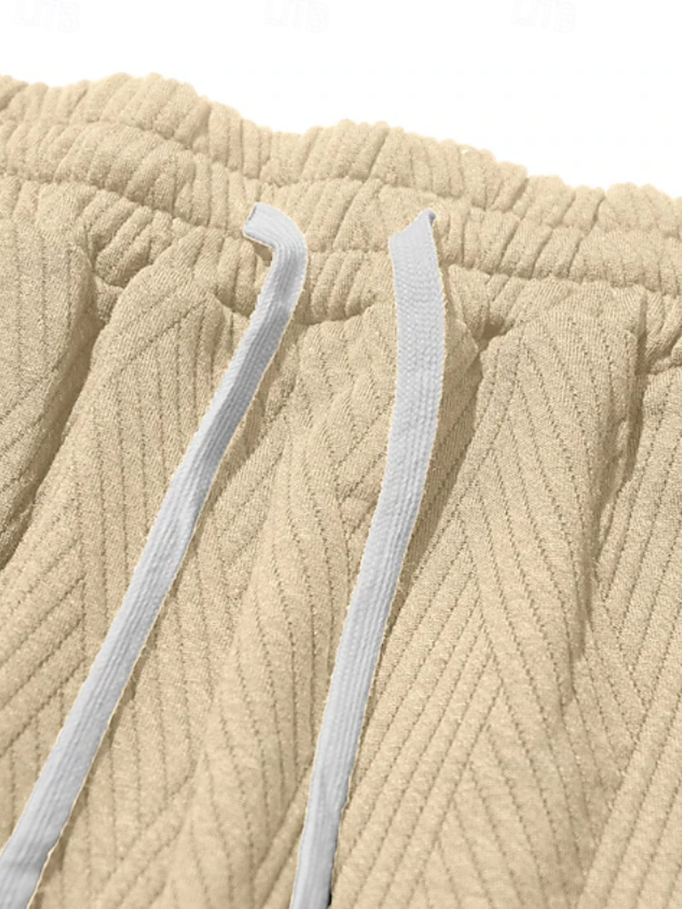 Herren-Freizeitshorts mit Chevron-Struktur, elastischem Bund und Kordelzug