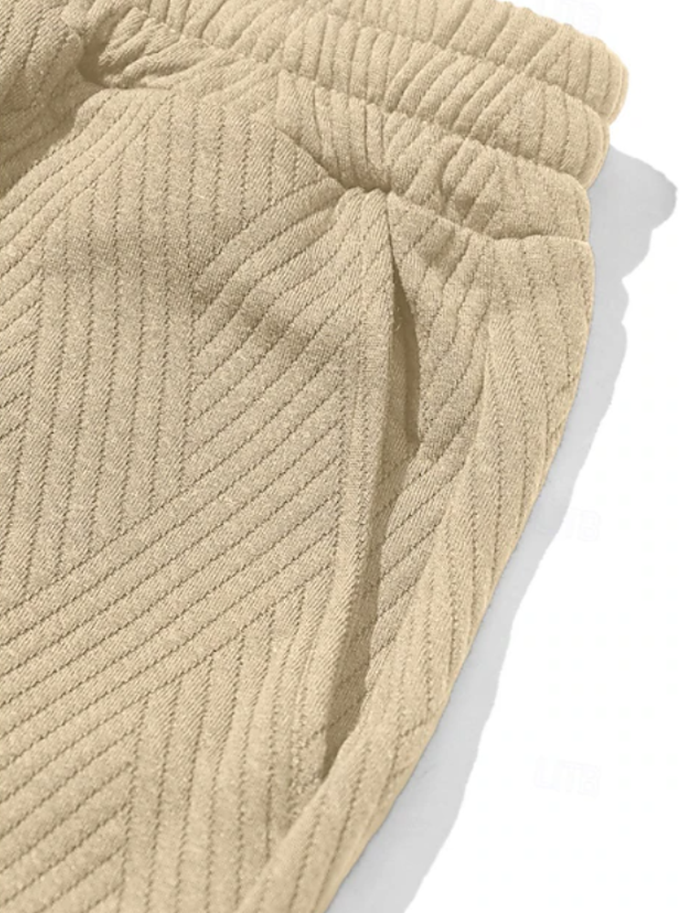 Herren-Freizeitshorts mit Chevron-Struktur, elastischem Bund und Kordelzug