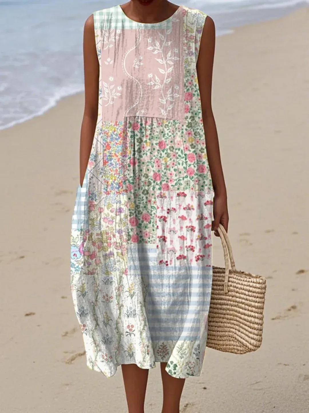 Women's Maxi Dress Casual Dress Floral Dress Elegant Beach Loose Fit Floral Half Sleeve Crew Neck