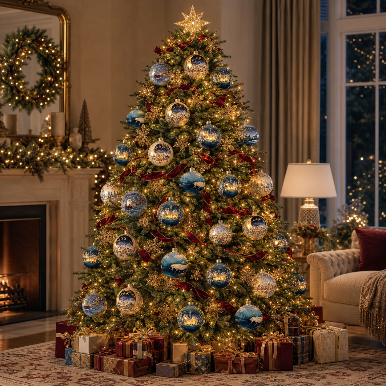 Multiple Homeward for Christmas ornaments styled across a full holiday tree