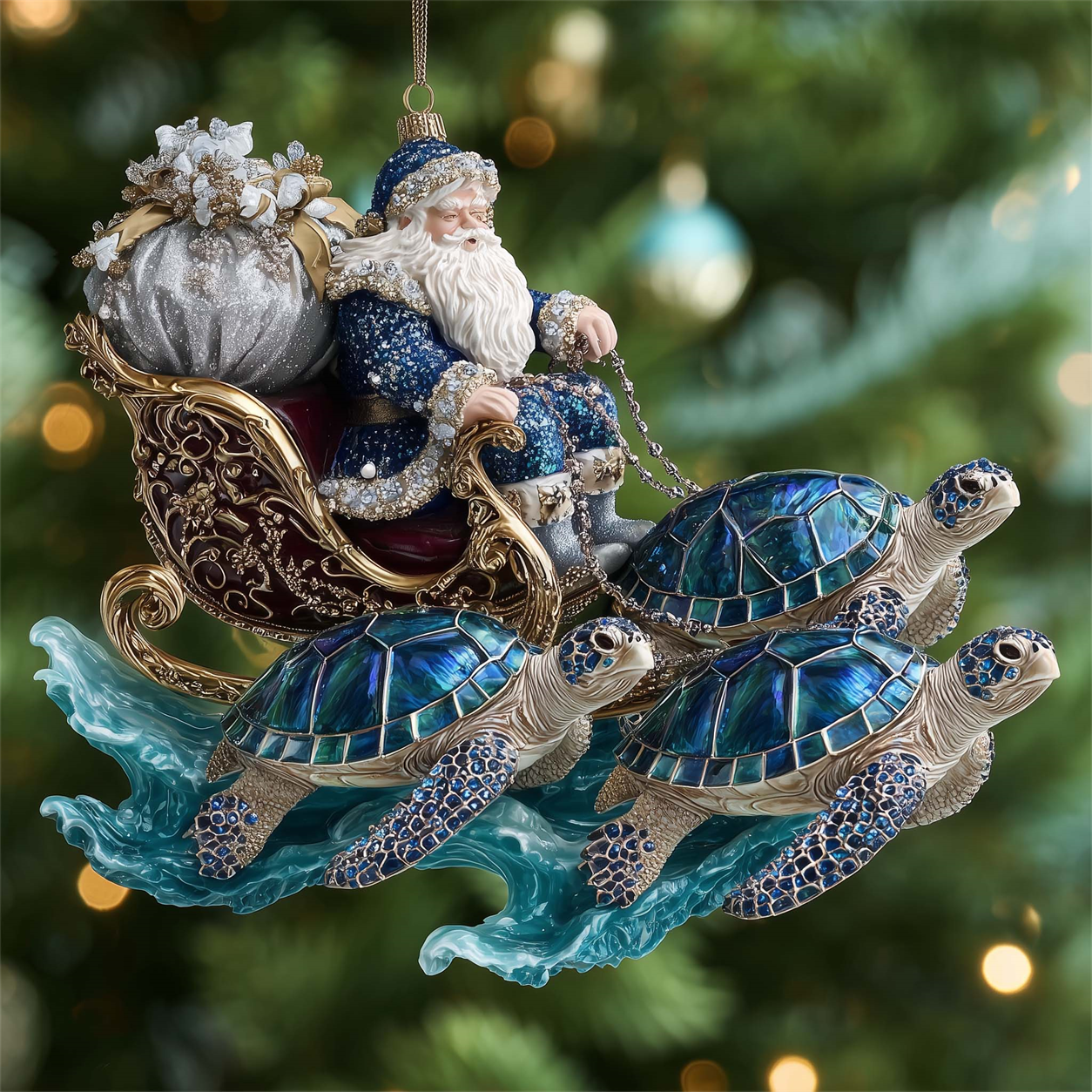 Triple Turtle Sleigh ornament