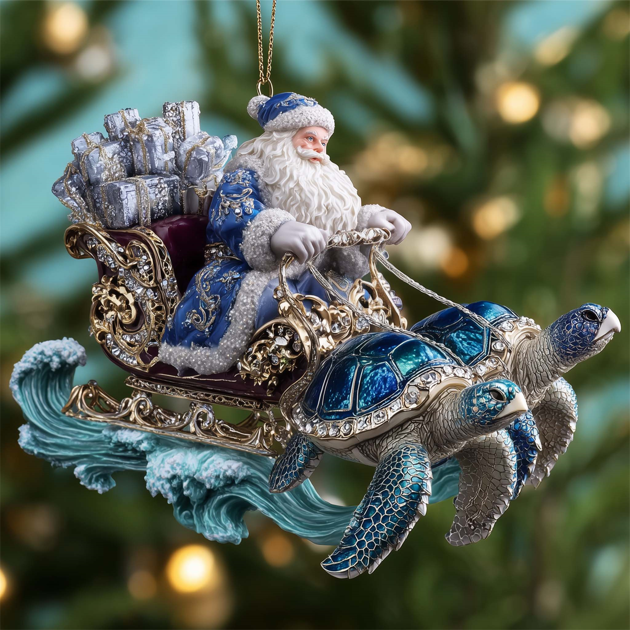 Twin Turtle Sleigh ornament