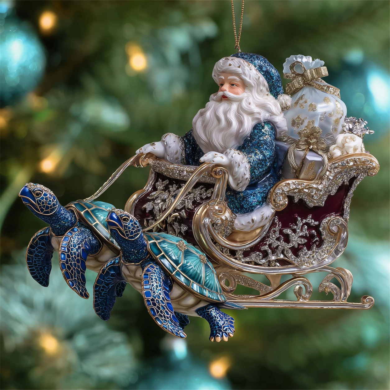 Gift Turtle Sleigh ornament