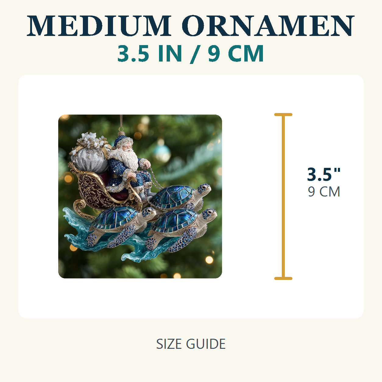 Medium Turtle Drift ornament size 3.5 inches or 9 centimeters