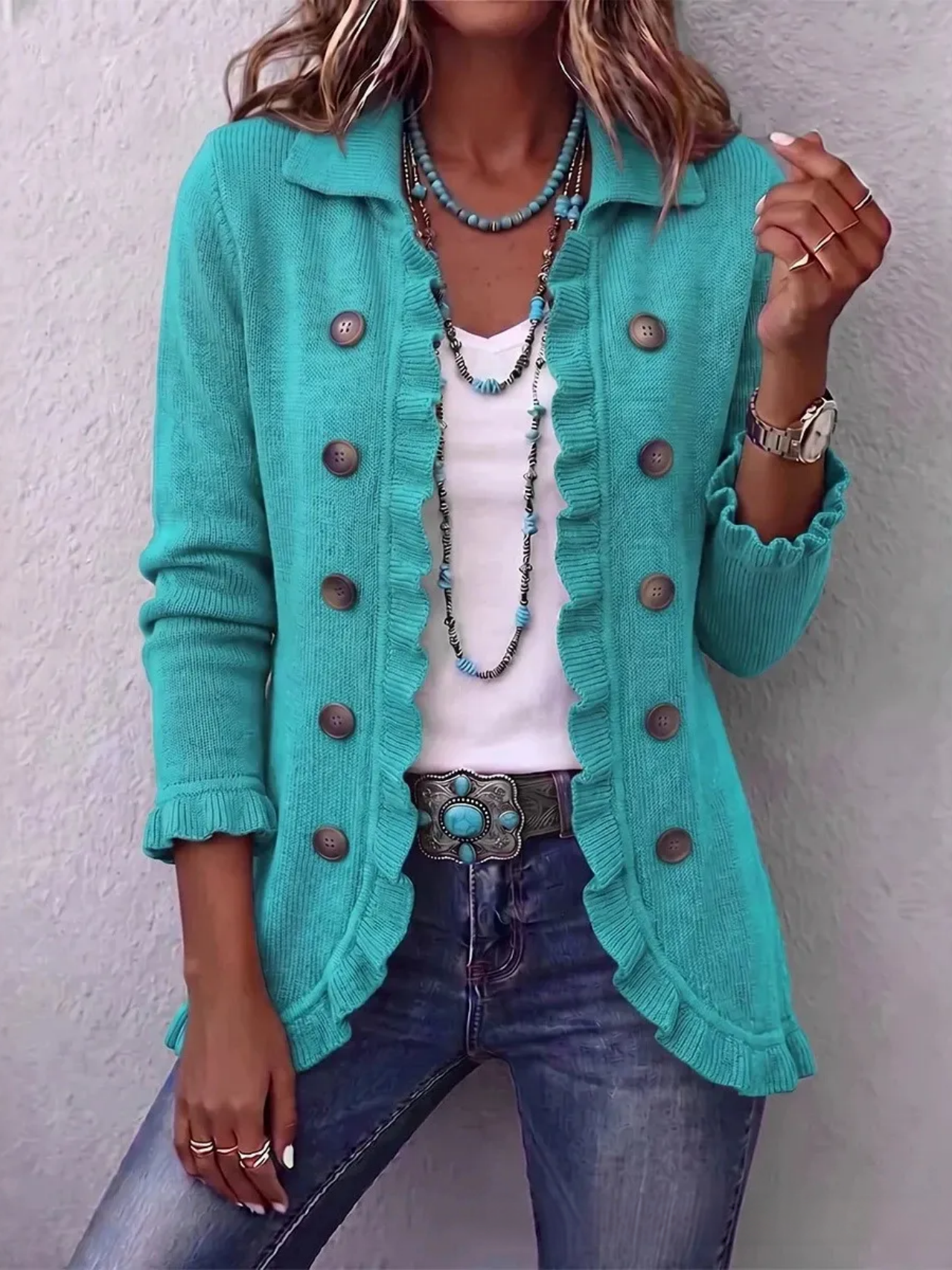 🤲LAST DAY SAVE 49% ⏰Boho-chic Floral Embroidered Utility Ruffled Trim Jacket