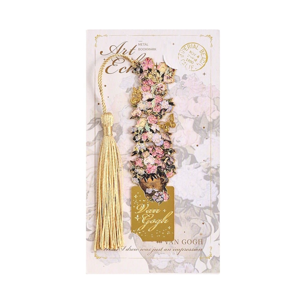📚✨8-Piece Gold Metal Bookmark Set with Tassel – Van Gogh & Monet Inspired Gift for Book Lovers 🎨