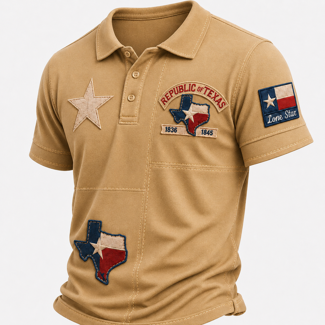 🔥LAST DAY 49% OFF -🤩Men's Vintage Print Casual Polo Shirt – Celebrate Texas Pride in Style