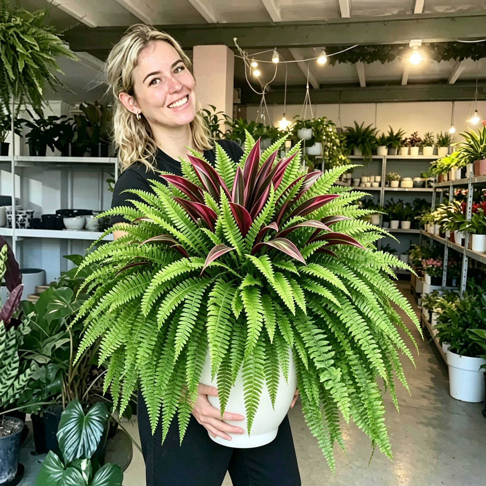 💥Last Day 70% OFF🌼UV-Resistant Artificial Fern & Red Dracaena Decorative Plants – Full, Lush & Fade-Resistant!