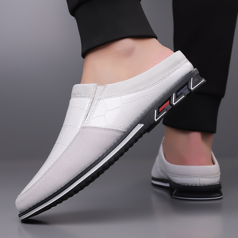 Men's Fashion Calfskin Leather Slippers