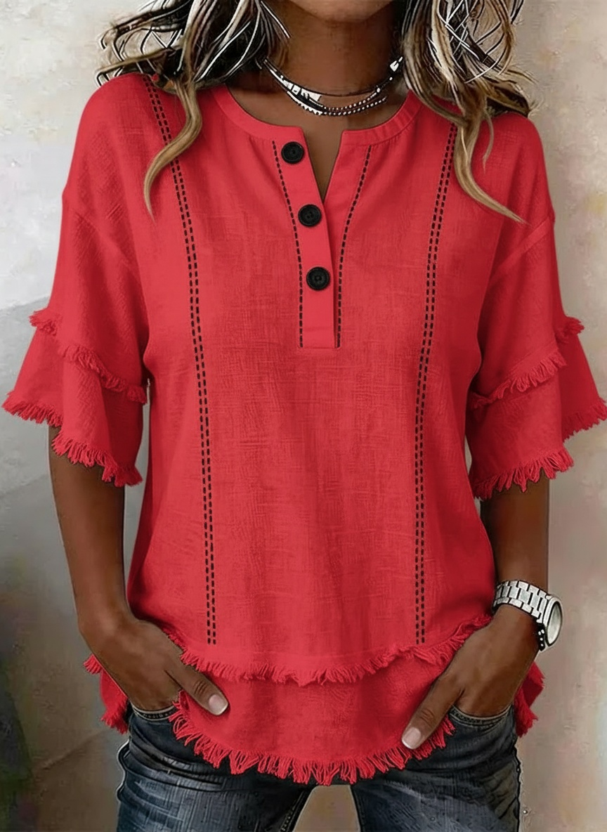 New Arrivals🔥Women’s Casual Frayed Linen And Cotton Shirt