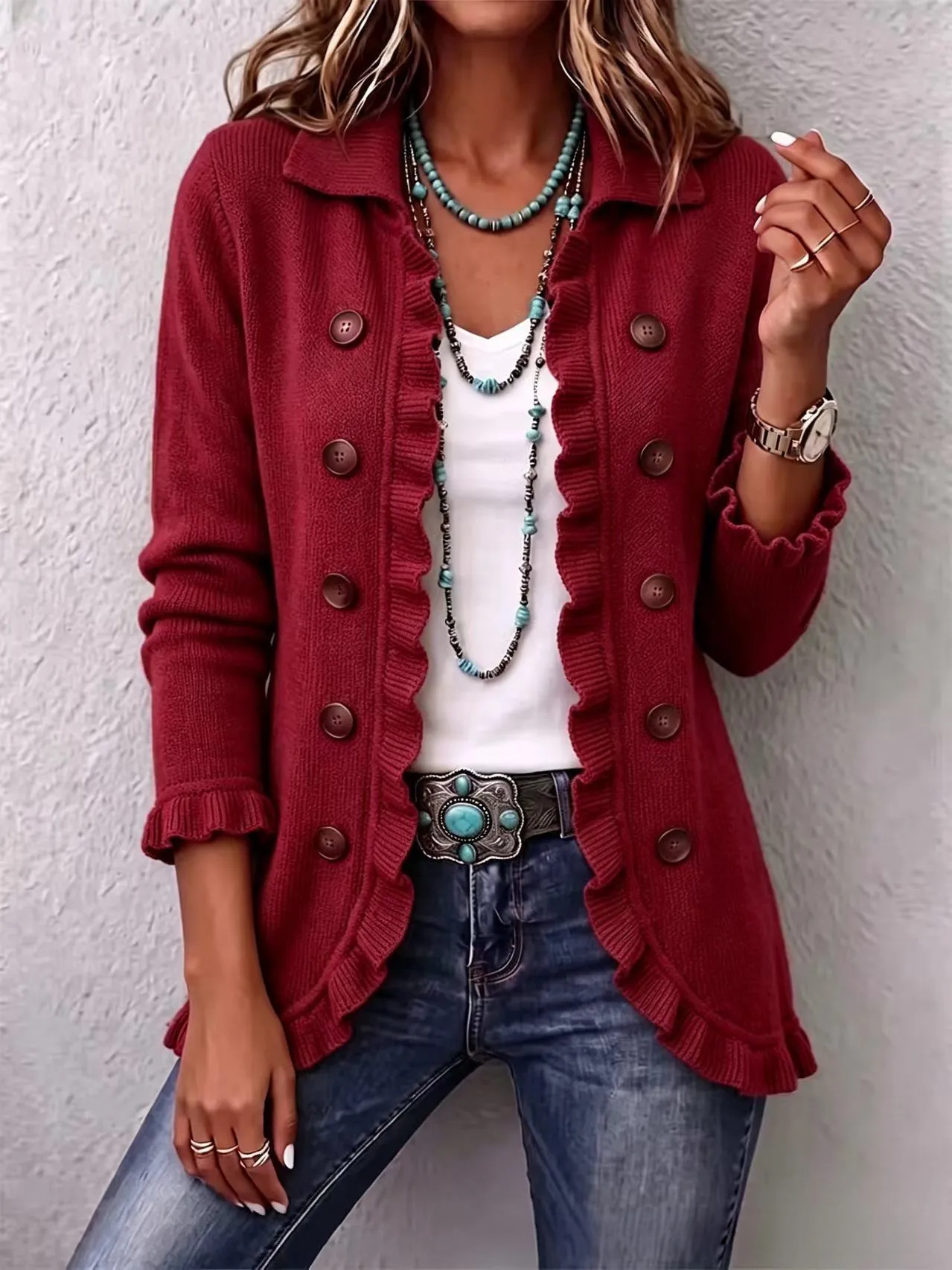 🤲LAST DAY SAVE 49% ⏰Boho-chic Floral Embroidered Utility Ruffled Trim Jacket