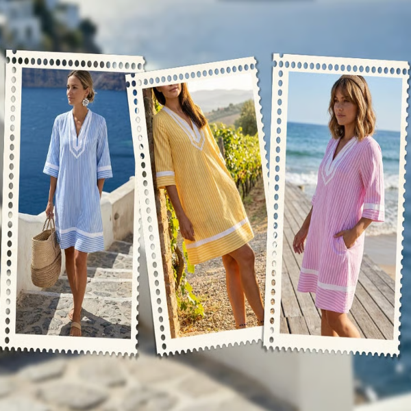 🏖️Summer Sale🔥 Boho V-Neck Short Sleeve Striped Dress