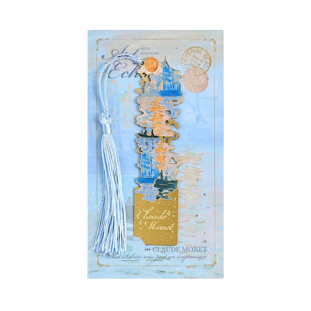 📚✨8-Piece Gold Metal Bookmark Set with Tassel – Van Gogh & Monet Inspired Gift for Book Lovers 🎨