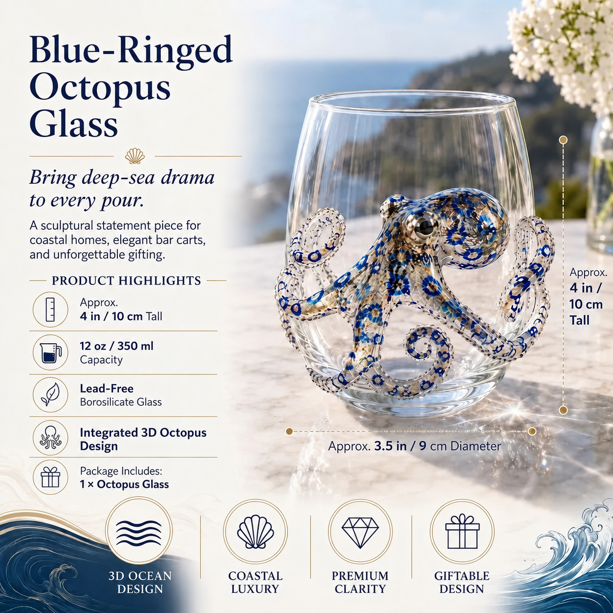 🔥 Last Day 49% OFF – 🌊 3D Ocean Animal Glassware Collection