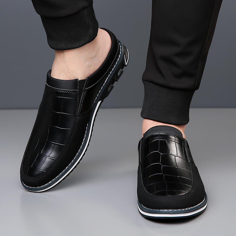 Men's Fashion Calfskin Leather Slippers