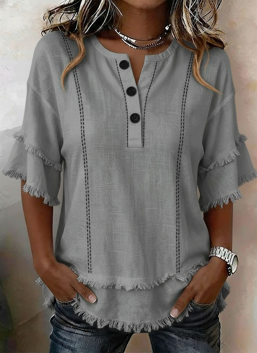 New Arrivals🔥Women’s Casual Frayed Linen And Cotton Shirt